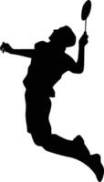 Badminton player silhouette illustration. Athlete pose in sport game vector