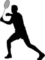 Badminton player silhouette illustration. Athlete pose in sport game vector