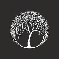 design of the silhouette of an old dry tree with circular branches. vector