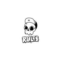 Skull Rules Logo, Illustration Skull Baseball Cap Printable Design, Skull and cap logo, Skull t shirt design, Skull Hiphop style logo, bandit skull illustration, Cute skull wearing a hat,Cap and Skull vector