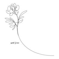 Flowers drawn with a line, Continuous line hand drawing , Wild Flower Bouquet Line Art, one line drawing of tiny cute flowers, Floral outline drawing, Trollius Globe Flower Continuous Line Art t shirt vector