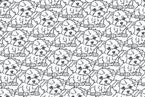 Dog seamless pattern outline, Dog seamless pattern French, Seamless pattern with cute cartoon dog, The pattern features little doodle puppies, Dog all over print isolated repeat background cartoon vector