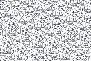 Dog seamless pattern outline, Dog seamless pattern French, Seamless pattern with cute cartoon dog, The pattern features little doodle puppies, Dog all over print isolated repeat background cartoon vector
