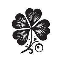 Four leaf clover icon illustration Black icon isolated on white background silhouette vector