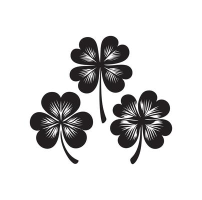 Four leaf clover icon illustration Black icon isolated on white background silhouette