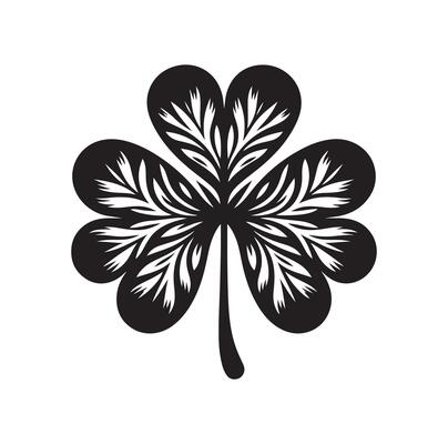 Four leaf clover icon illustration Black icon isolated on white background silhouette
