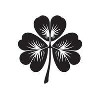 Four leaf clover icon illustration Black icon isolated on white background silhouette vector