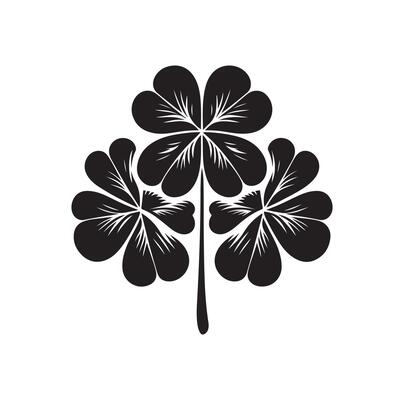 Four leaf clover icon illustration Black icon isolated on white background silhouette