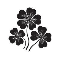 Four leaf clover icon illustration Black icon isolated on white background silhouette vector