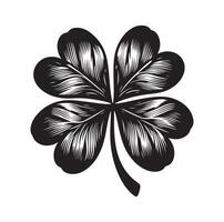 Four leaf clover icon illustration Black icon isolated on white background silhouette vector