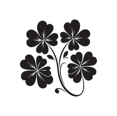 Four leaf clover icon illustration Black icon isolated on white background silhouette