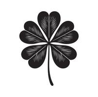 Four leaf clover icon illustration Black icon isolated on white background silhouette vector