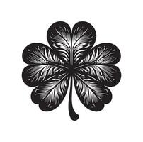 Four leaf clover icon illustration Black icon isolated on white background silhouette vector