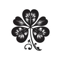 Four leaf clover icon illustration Black icon isolated on white background silhouette vector