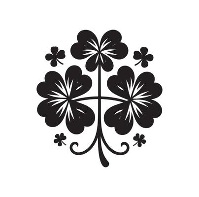 Four leaf clover icon illustration Black icon isolated on white background silhouette