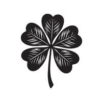 Four leaf clover icon illustration Black icon isolated on white background silhouette vector