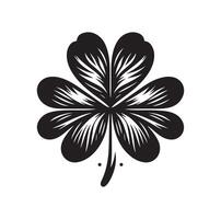 Four leaf clover icon illustration Black icon isolated on white background silhouette vector