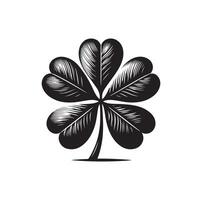 Four leaf clover icon illustration Black icon isolated on white background silhouette vector