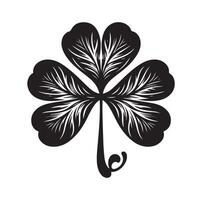 Four leaf clover icon illustration Black icon isolated on white background silhouette vector