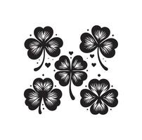 Four leaf clover icon illustration Black icon isolated on white background silhouette vector