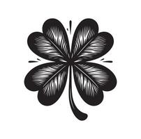 Four leaf clover icon illustration Black icon isolated on white background silhouette vector