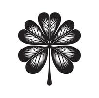 Four leaf clover icon illustration Black icon isolated on white background silhouette vector