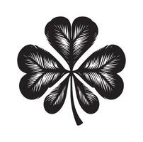 Four leaf clover icon illustration Black icon isolated on white background silhouette vector