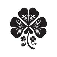 Four leaf clover icon illustration Black icon isolated on white background silhouette vector