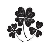 Four leaf clover icon illustration Black icon isolated on white background silhouette vector