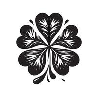 Four leaf clover icon illustration Black icon isolated on white background silhouette vector