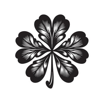 Four leaf clover icon illustration Black icon isolated on white background silhouette