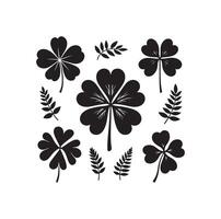 Four leaf clover icon illustration Black icon isolated on white background silhouette vector