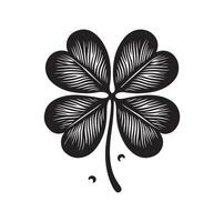 Four leaf clover icon illustration Black icon isolated on white background silhouette vector