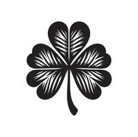 Four leaf clover icon illustration Black icon isolated on white background silhouette vector