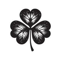 Four leaf clover icon illustration Black icon isolated on white background silhouette vector