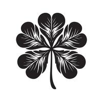 Four leaf clover icon illustration Black icon isolated on white background silhouette vector