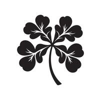 Four leaf clover icon illustration Black icon isolated on white background silhouette vector