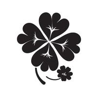 Four leaf clover icon illustration Black icon isolated on white background silhouette vector