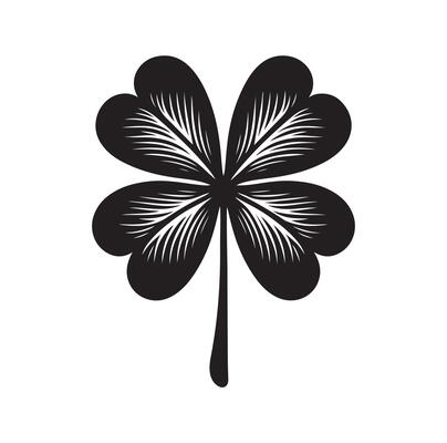 Four leaf clover icon illustration Black icon isolated on white background silhouette