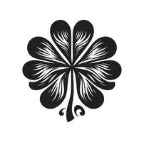 Four leaf clover icon illustration Black icon isolated on white background silhouette vector