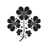 Four leaf clover icon illustration Black icon isolated on white background silhouette vector