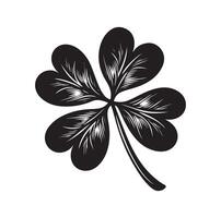 Four leaf clover icon illustration Black icon isolated on white background silhouette vector