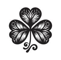 Four leaf clover icon illustration Black icon isolated on white background silhouette vector