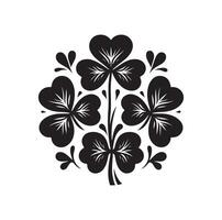 Four leaf clover icon illustration Black icon isolated on white background silhouette vector