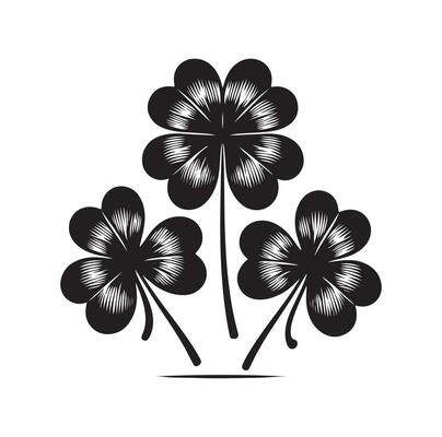 Four leaf clover icon illustration Black icon isolated on white background silhouette