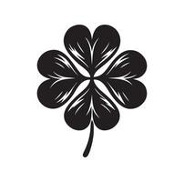 Four leaf clover icon illustration Black icon isolated on white background silhouette vector