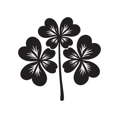 Four leaf clover icon illustration Black icon isolated on white background silhouette