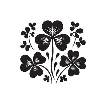 Four leaf clover icon illustration Black icon isolated on white background silhouette