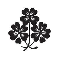 Four leaf clover icon illustration Black icon isolated on white background silhouette vector