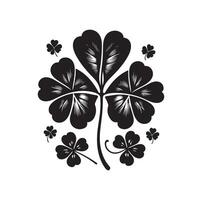 Four leaf clover icon illustration Black icon isolated on white background silhouette vector